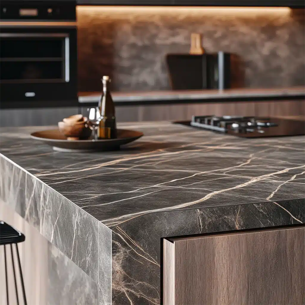 Dark Marble Worktop Edge - The Reigate Marble Shop